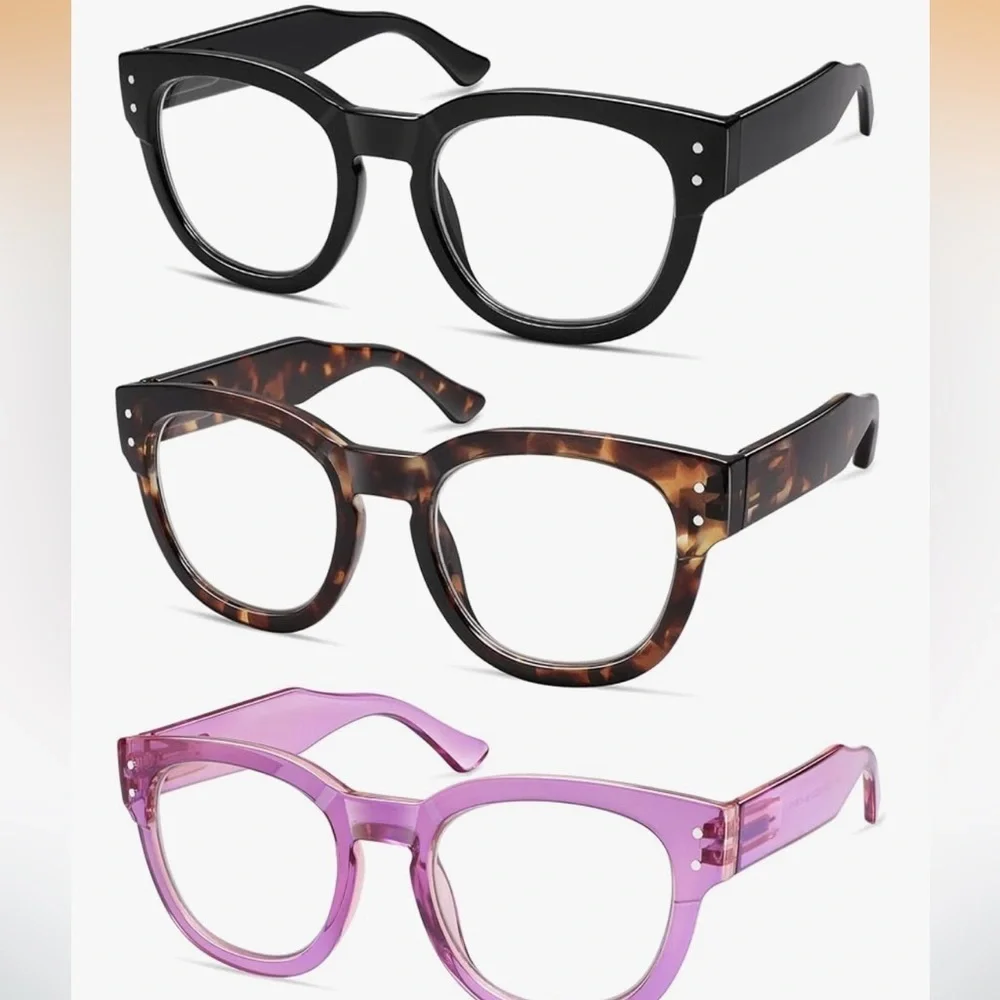 AMOMOMA 3 Pack Retro Oversized Reading Glasses 060